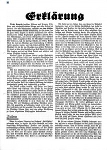 Seite 1 der an HITLER gerichteten Erklärung der ZEUGEN JEHOVAS