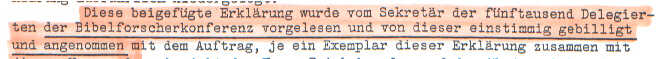 Faksimile aus dem Brief der Zeugen Jehovas an Adolf Hitler