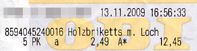 Heizkosten im November 2009 - 2,49 Euro